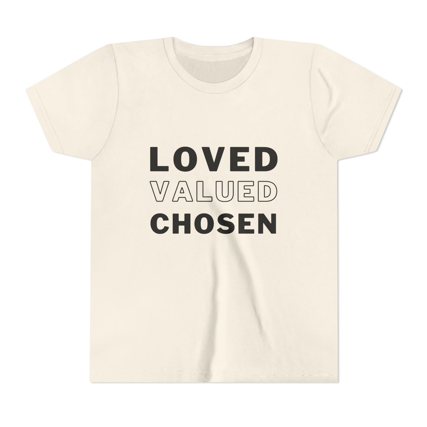 Loved, Valued, Chosen Youth Black T-Shirt