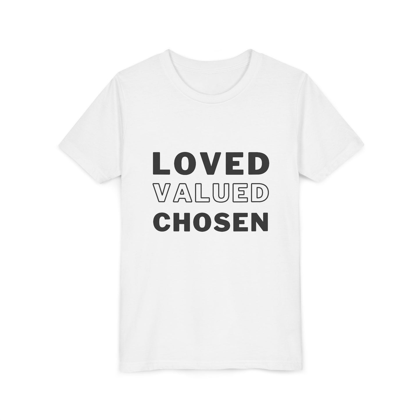 Loved, Valued, Chosen Youth Black T-Shirt