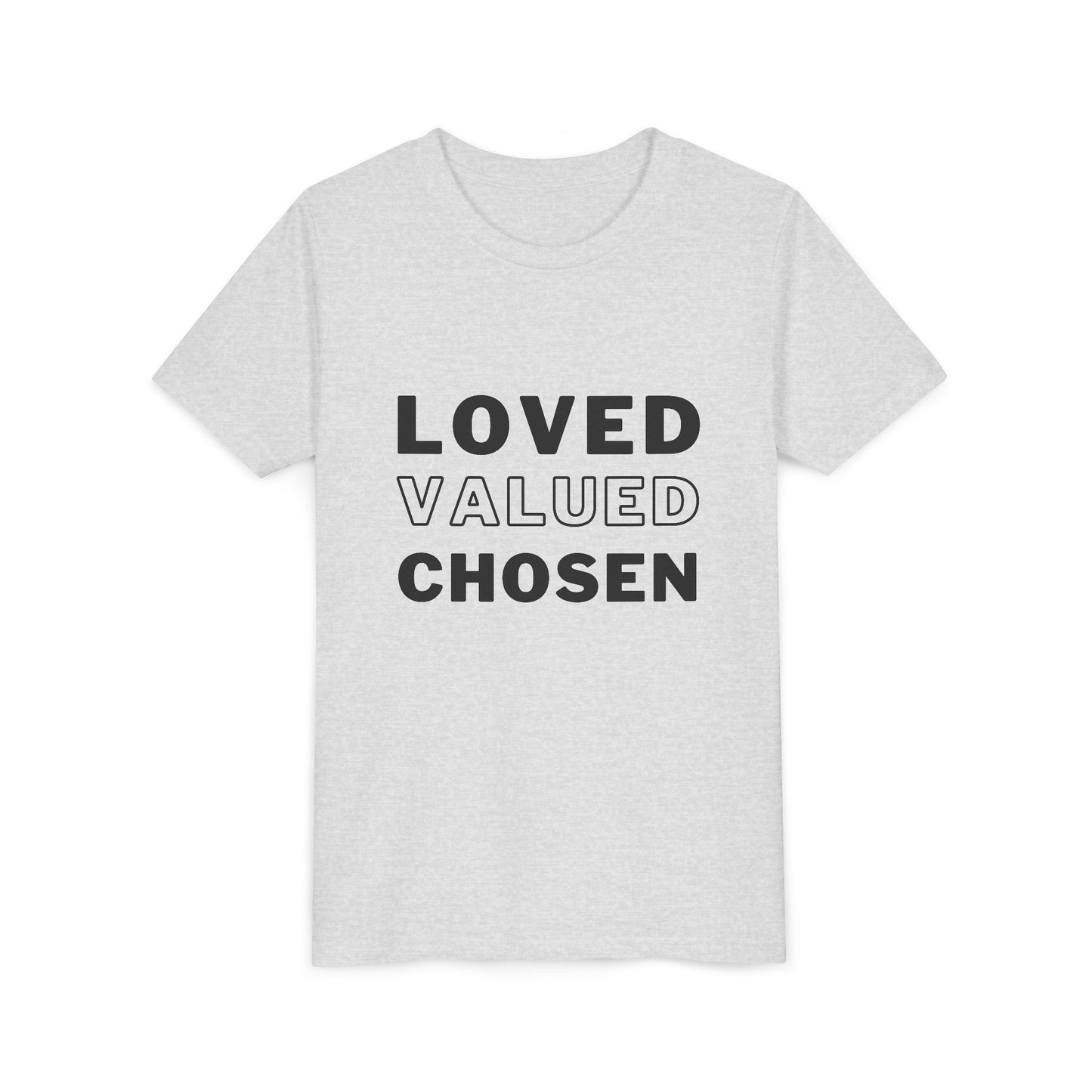 Loved, Valued, Chosen Youth Black T-Shirt