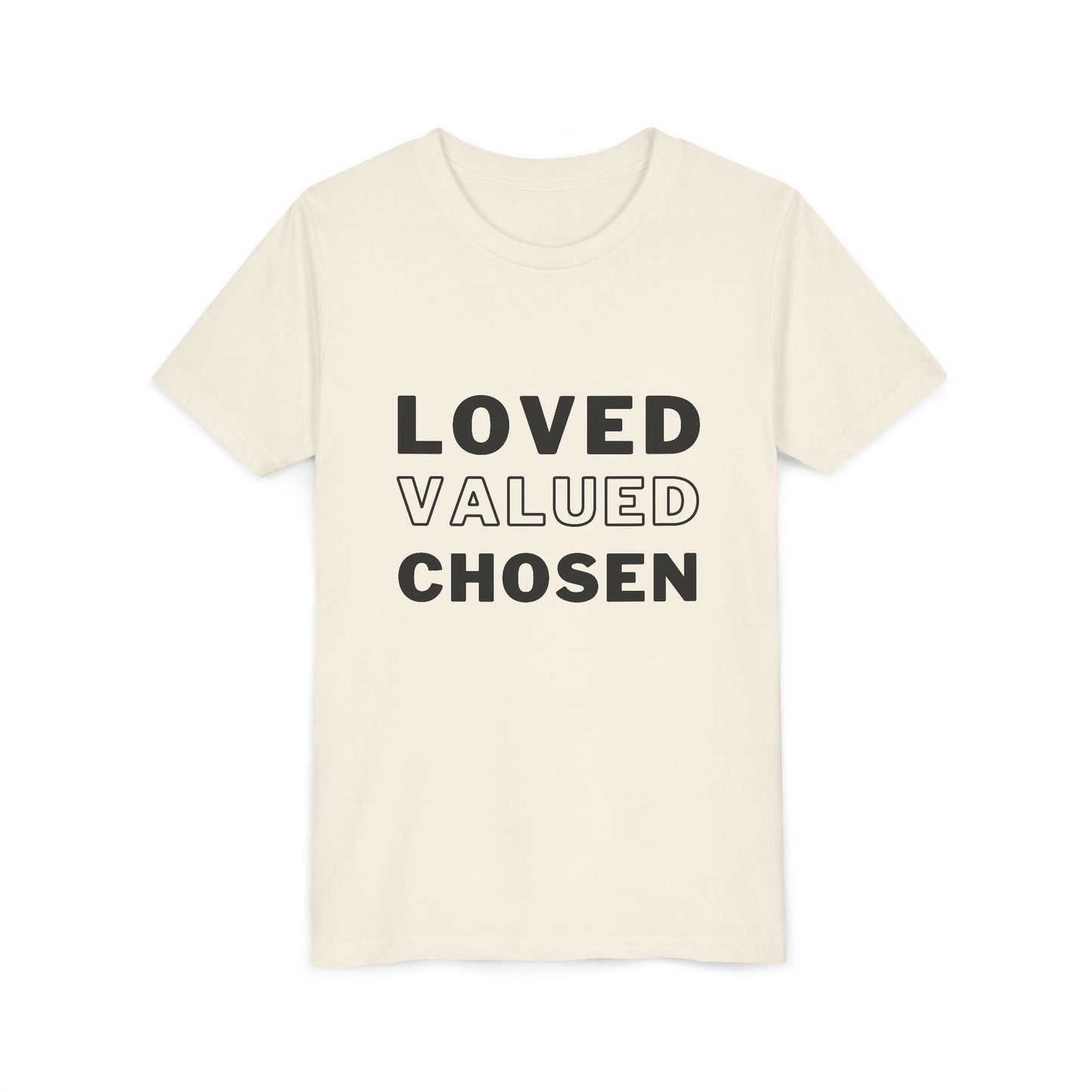 Loved, Valued, Chosen Youth Black T-Shirt