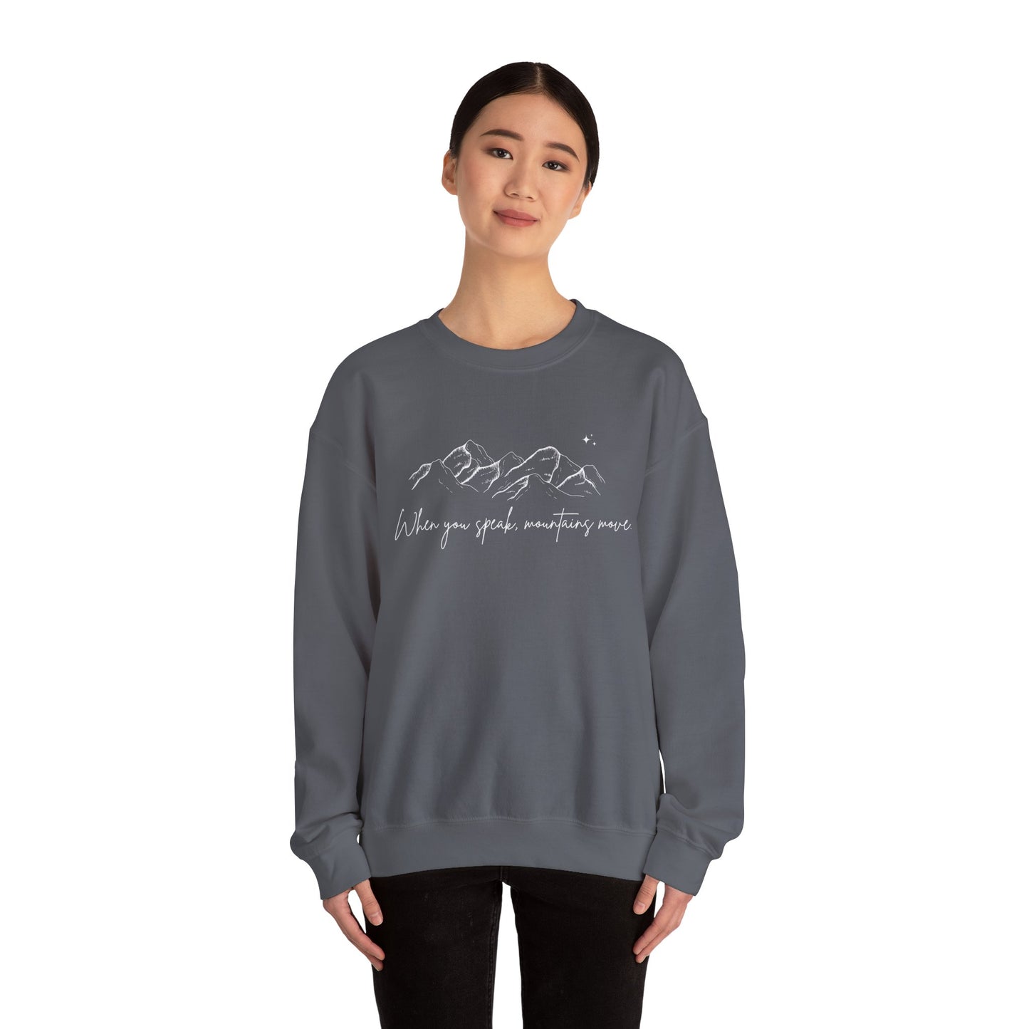 Move Mountains White Crewneck Sweatshirt