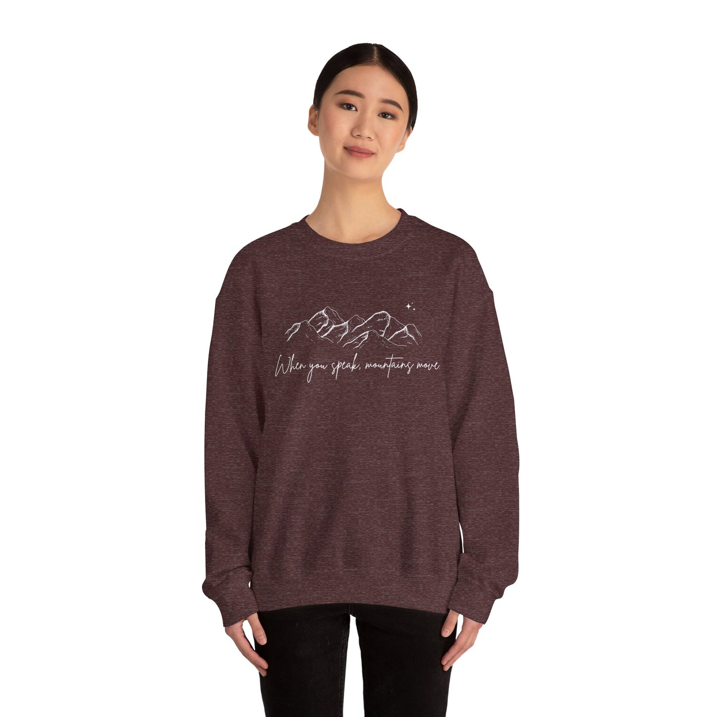 Move Mountains White Crewneck Sweatshirt