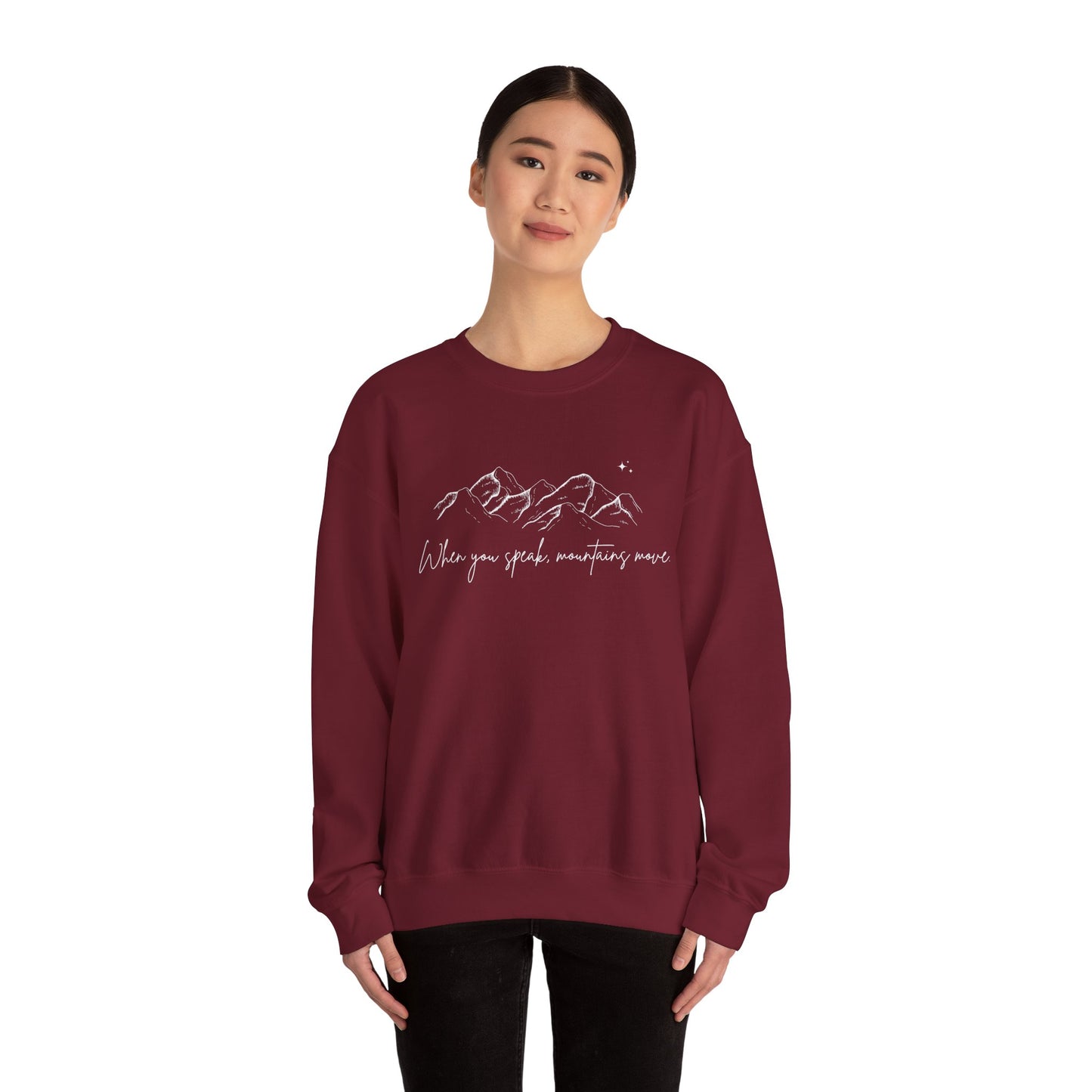 Move Mountains White Crewneck Sweatshirt