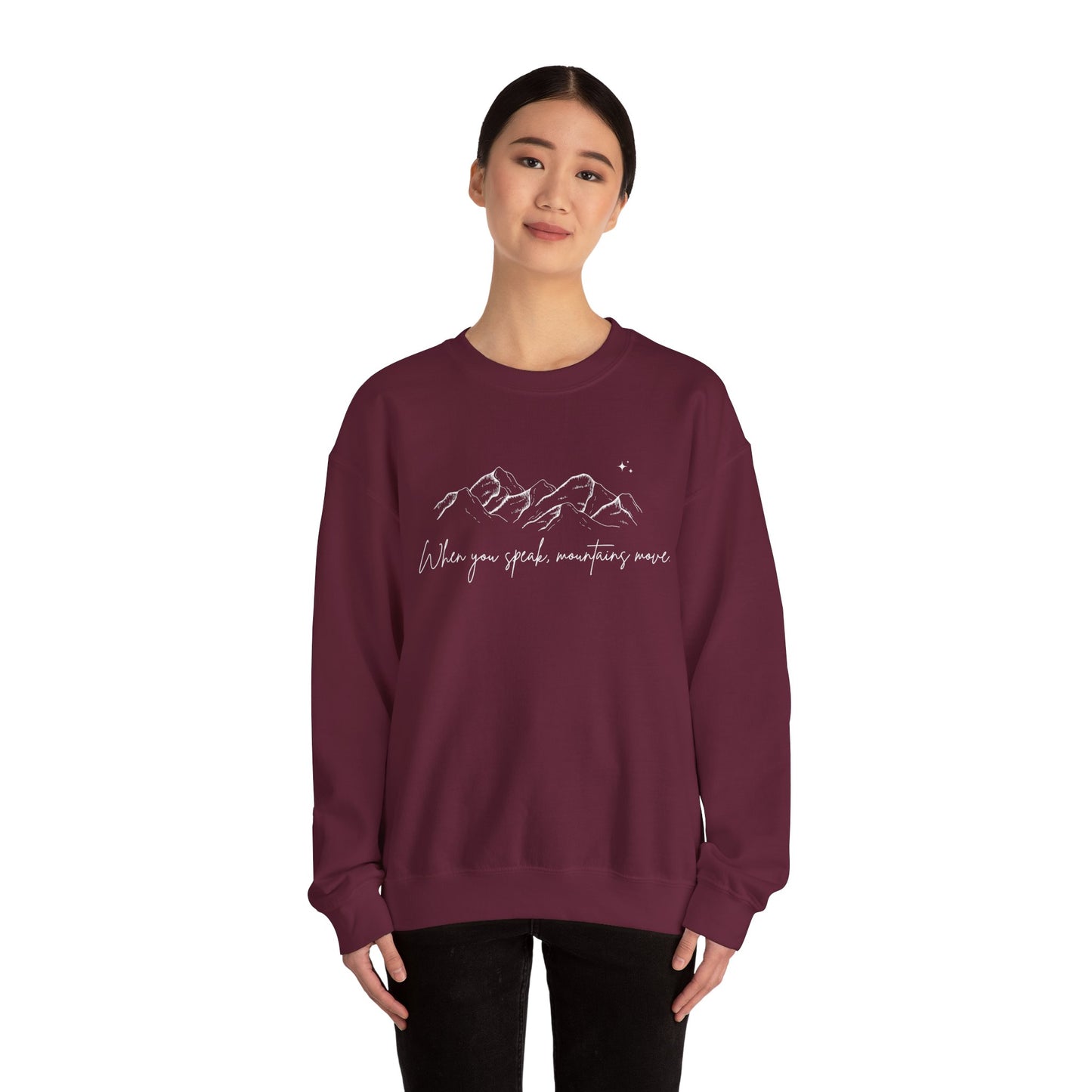 Move Mountains White Crewneck Sweatshirt