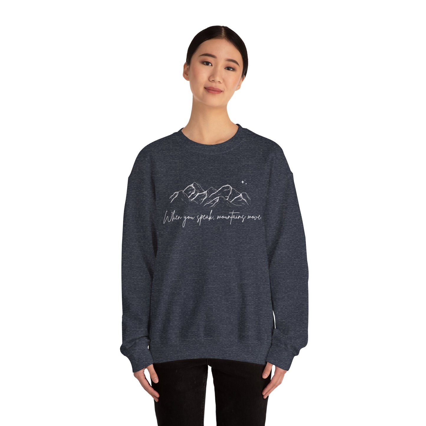 Move Mountains White Crewneck Sweatshirt