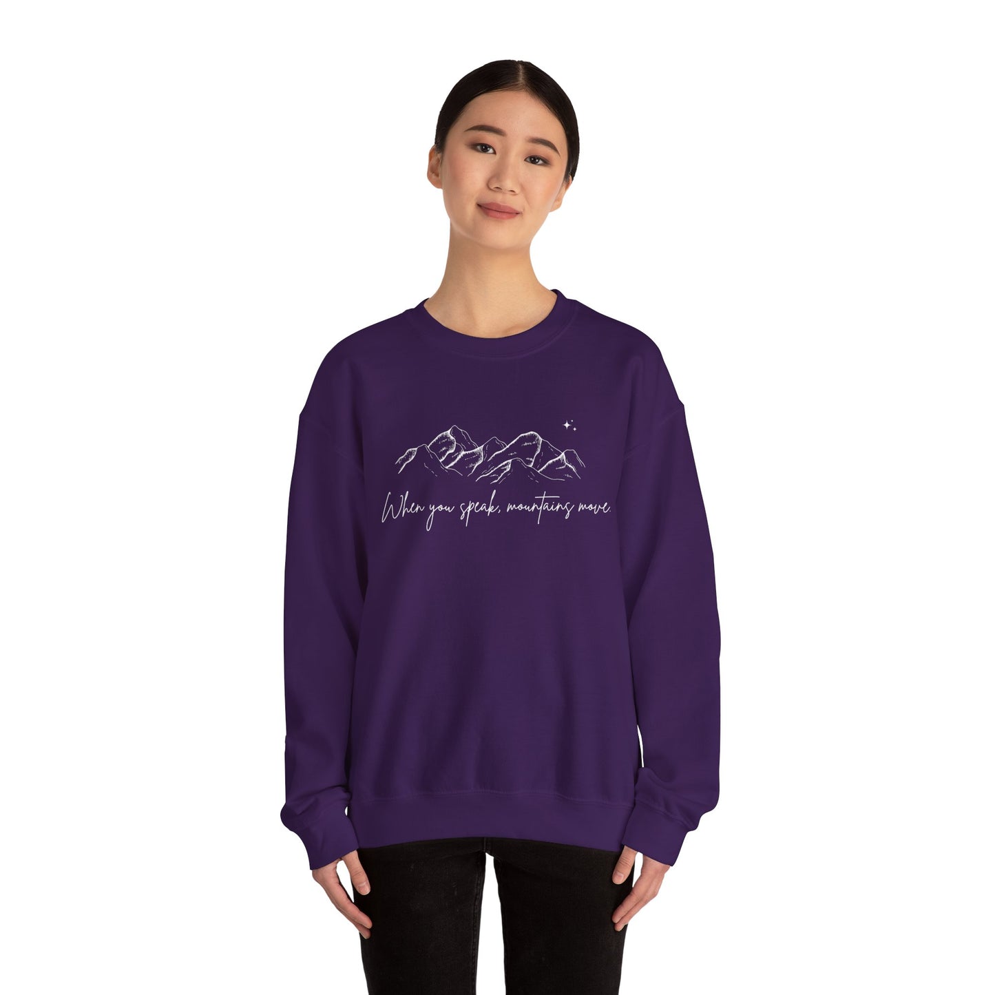 Move Mountains White Crewneck Sweatshirt