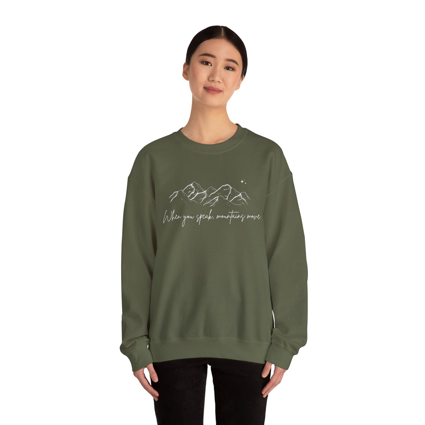 Move Mountains White Crewneck Sweatshirt